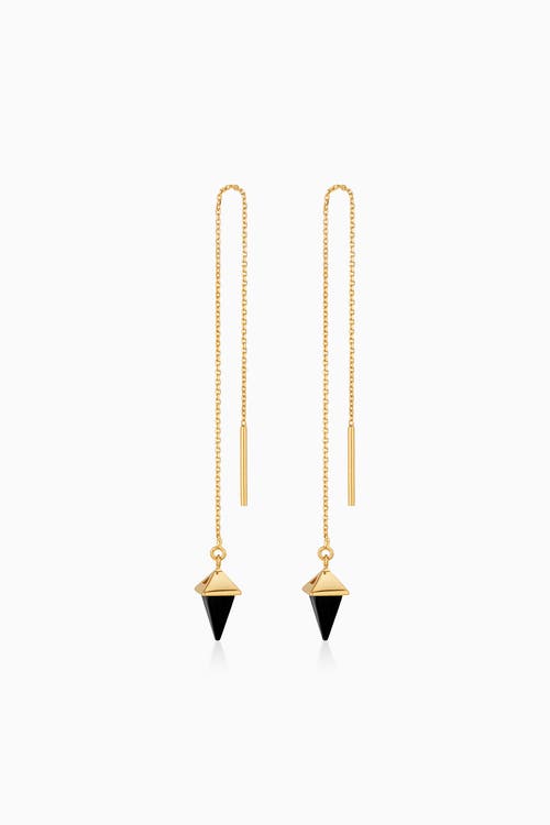 Oradina 14k Gold Prism Point Threaders In Gold - Black Onyx