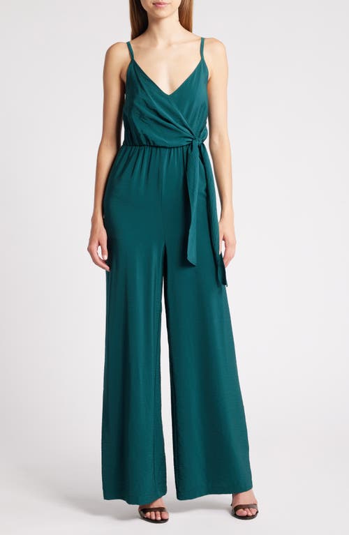 Shop Chelsea28 Side Tie Wide Leg Jumpsuit In Green Ponderosa