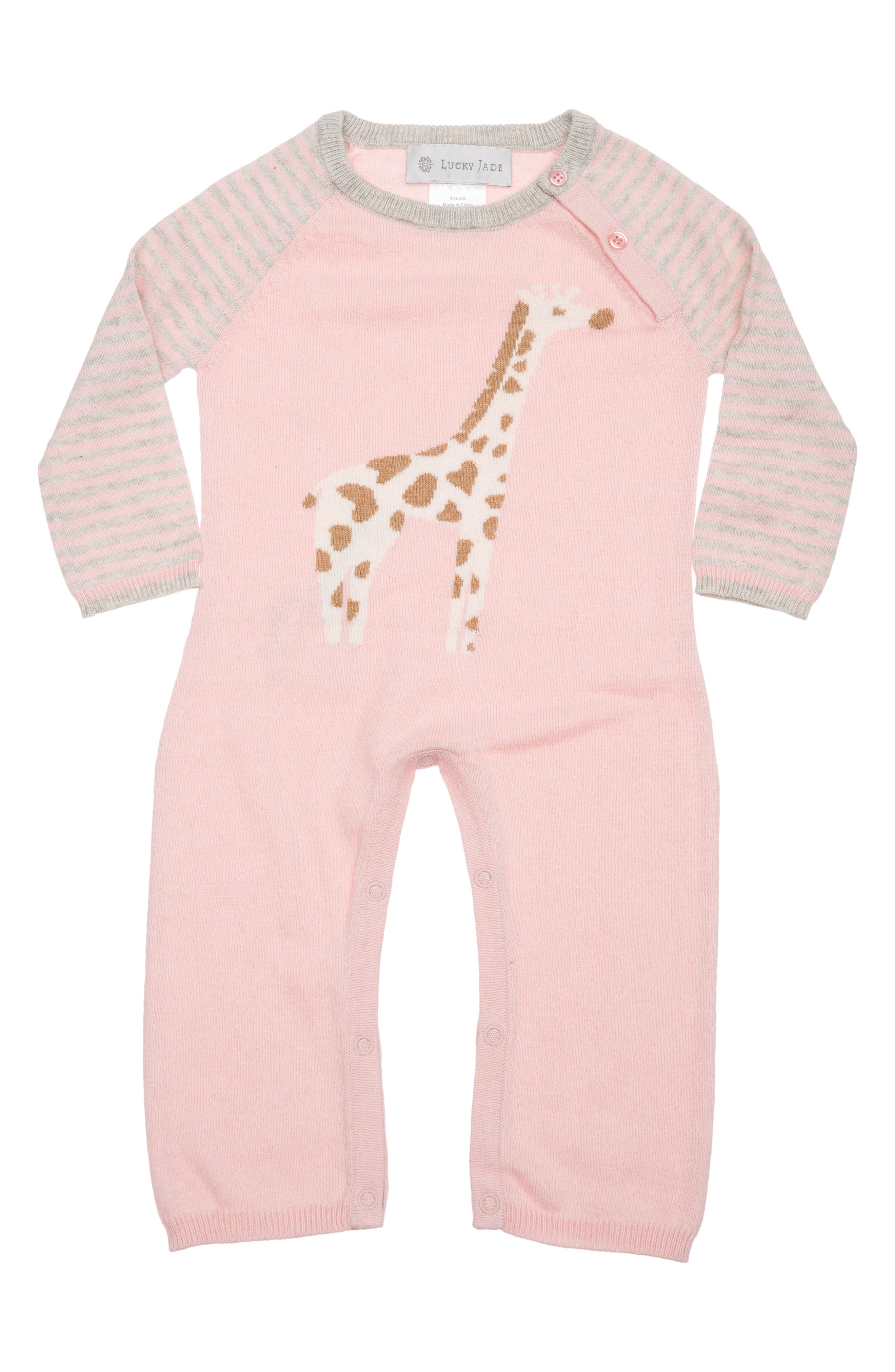 Lucky Jade Cameron Giraffe Cotton & Cashmere Romper (Baby) Nordstrom