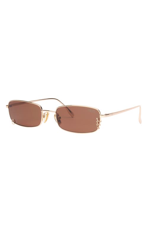 Dezi Hooked 54mm Rectangular Sunglasses In Hooked Gold/cognac