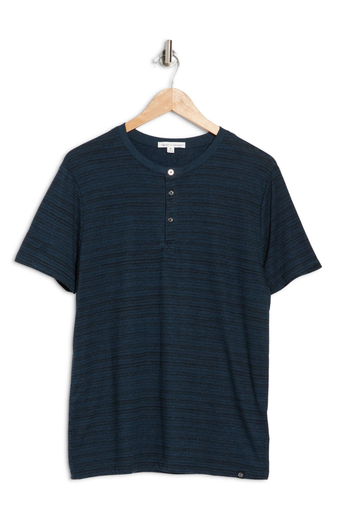 Threads 4 Thought Stripe Print Short Sleeve Henley In Midnight