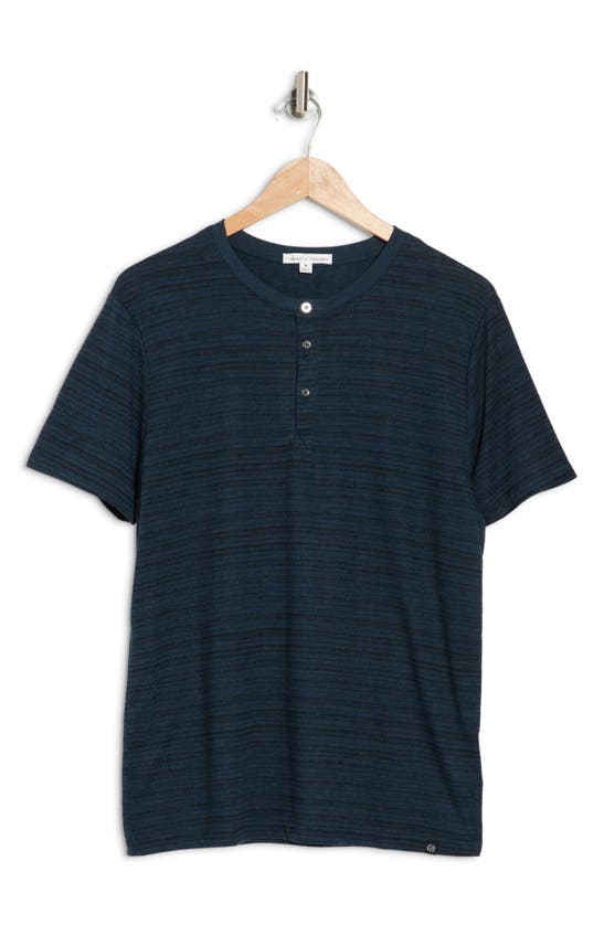 Shop Threads 4 Thought Stripe Print Short Sleeve Henley In Midnight