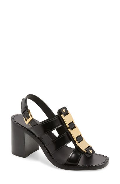PRADA BUCKLE BLOCK HEEL SANDAL,1X182M P39F 08599