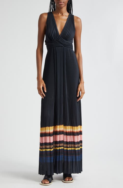 A. L.C. Everly Stripe Pleat Maxi Dress Navy at Nordstrom,