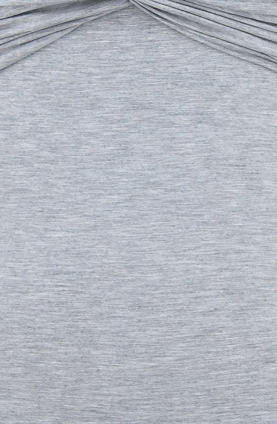 Mistress Rocks Twist Front Long Sleeve Cutout T-shirt In Grey Marl