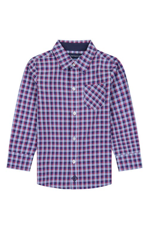 Andy & Evan Kids' Plaid Sport Shirt in Blue And White Plaid
