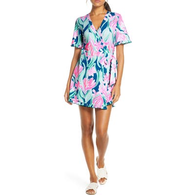 Lilly Pulitzer Liddy Wrap Romper, Blue
