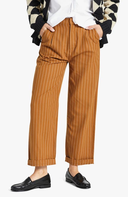 Brixton Victory Pinstripe Wide Leg Pants in Washed Copper Pinstripe at Nordstrom, Size 24