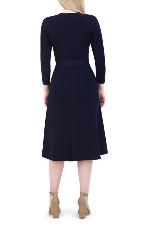 Shop Eliza J Tie Belt Dress In Navy