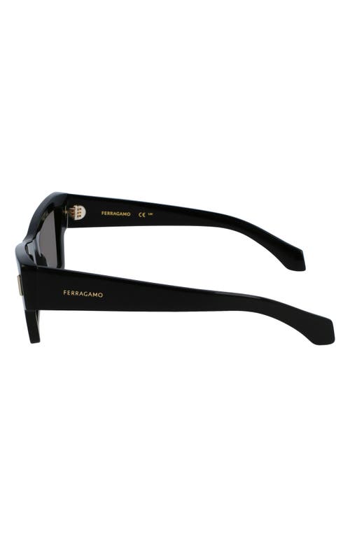 Shop Ferragamo Rivets 53mm Modified Rectangular Sunglasses In Black