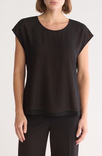 Pleione Reversible Woven T-shirt In Black/camel