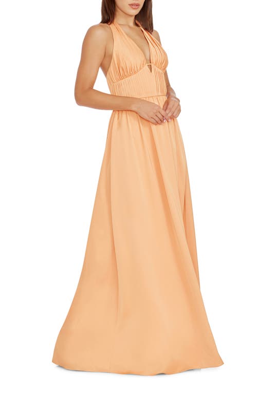 Shop Dress The Population Rhea Halter Fit & Flare Gown In Apricot