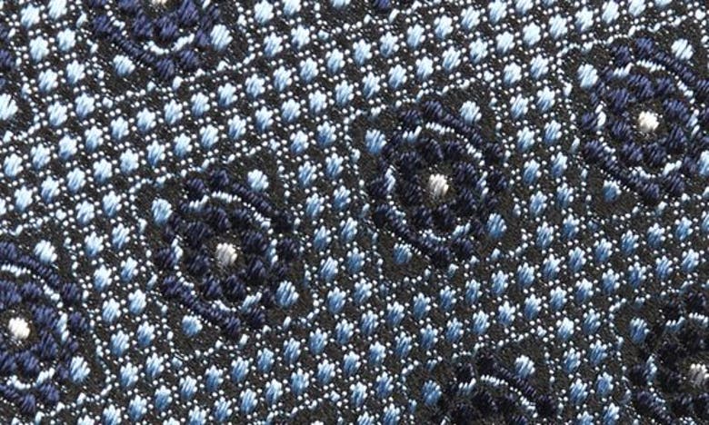 Shop Zegna Floral Medallion Silk Tie In Md Blue Fan