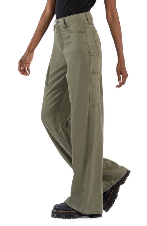 Shop Kut From The Kloth Meg High Waist Wide Leg Cargo Pants In Olive