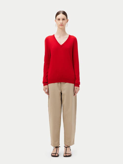 Gobi Cashmere V-neck Sweater In Red