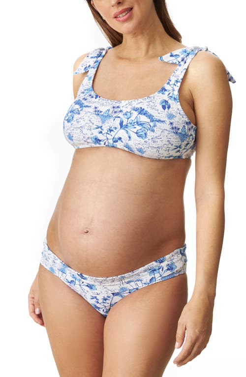 Pez D'or Toile De Jouy Two-piece Maternity Swimsuit In White