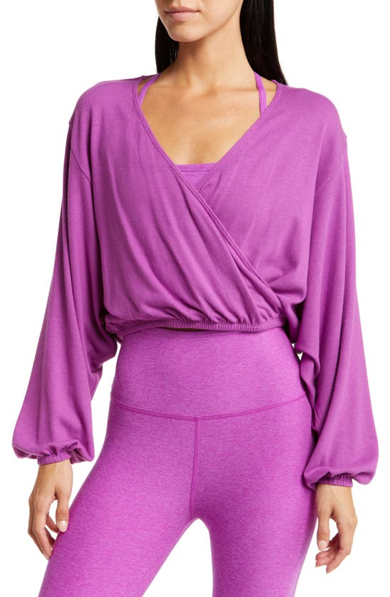 Beyond Yoga Wrapped Up Pullover In Plum
