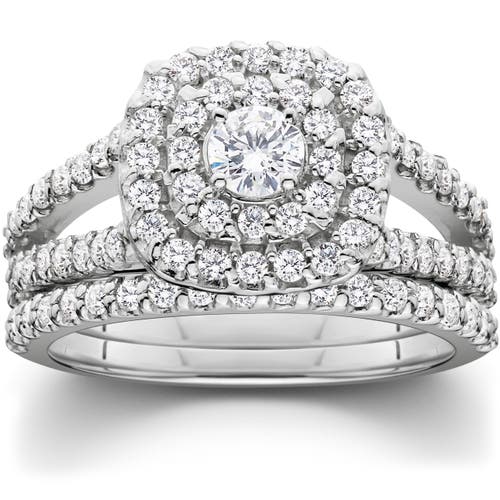 Shop Bliss Diamond 1 1/10ct Cushion Halo Diamond Engagement Wedding Ring Set 10k White Gold Carat