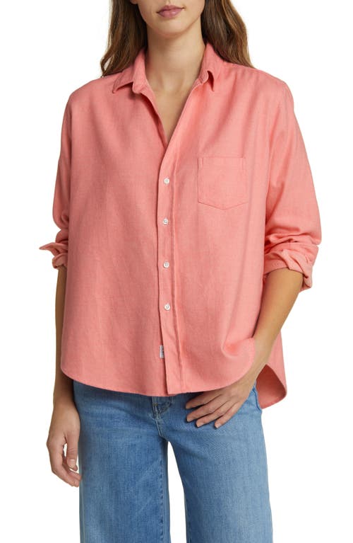 Eileen Relaxed Button-Up Shirt in Pink Herringbone