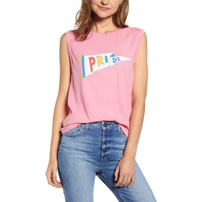 Wildfox Pride Flag Sleeveless Tee, Pink