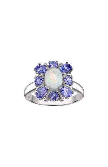 Fzn Sterling Silver Tanzanite & Opal Ring In Blue