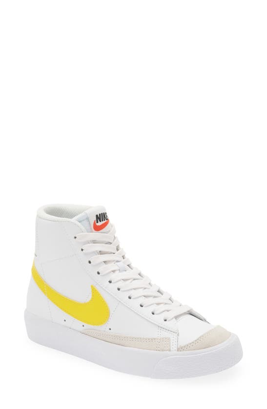 Nike Kids' Blazer Mid '77 Vintage Sneaker In White/ Vivid Sulfur/ Pecan