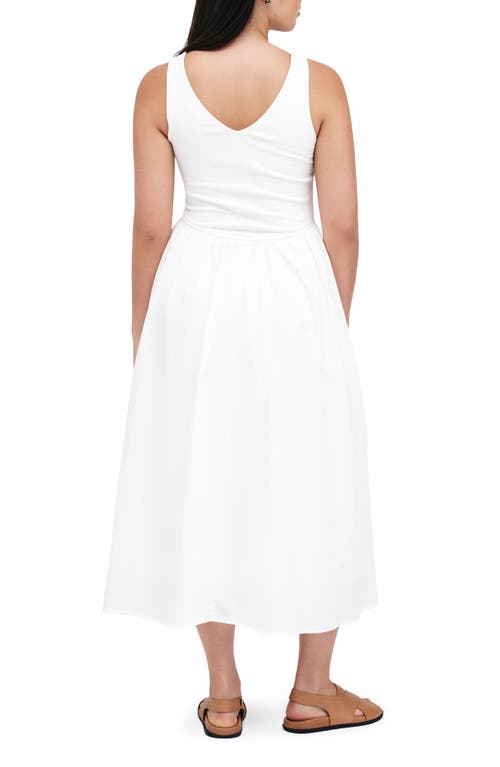 Marcella Emmy Mixed Media Midi Dress In Off White