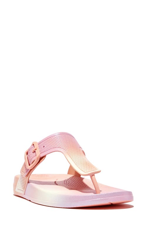 iQushion Buckle Flip Flop in Urban White Iridescent