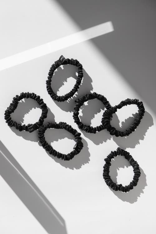 Drowsy Sleep Co Womens Black Drowsy Mini Logo-embellished Pack Of Six Silk Scrunchies In Black Jade