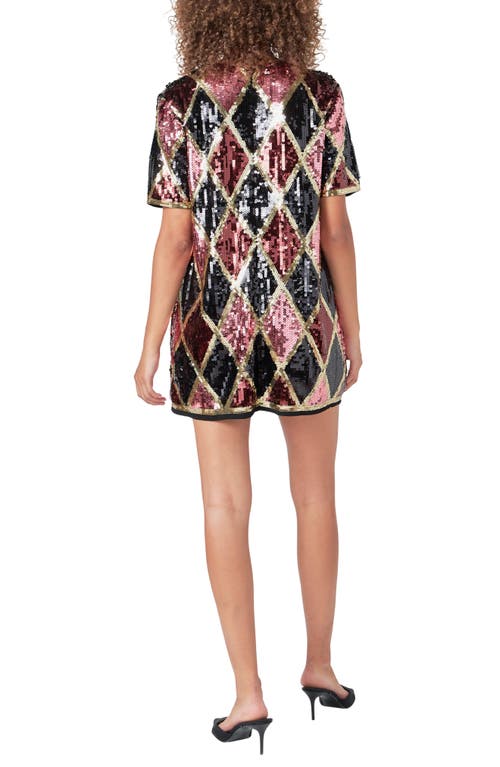 Endless Rose Sequins Shift Minidress In Burgundy Multi