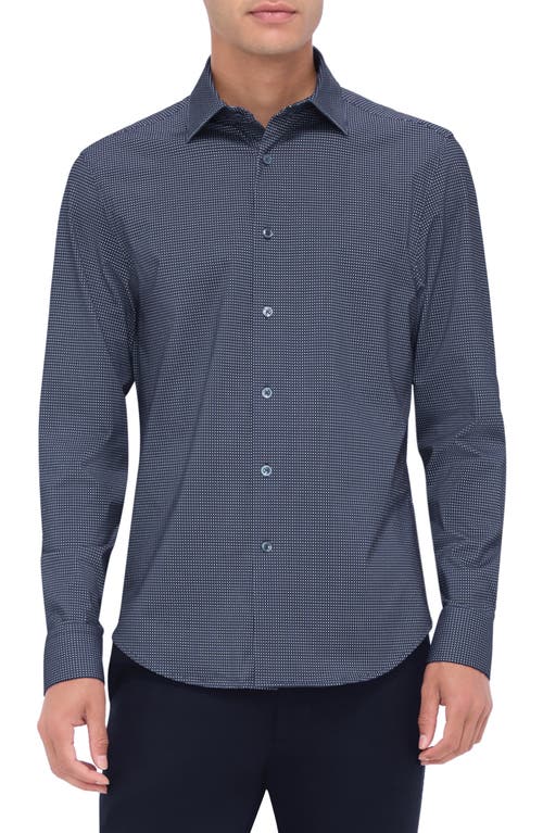 Shop Bugatchi James Ooohcotton® Geometric Print Button-up Shirt In Navy