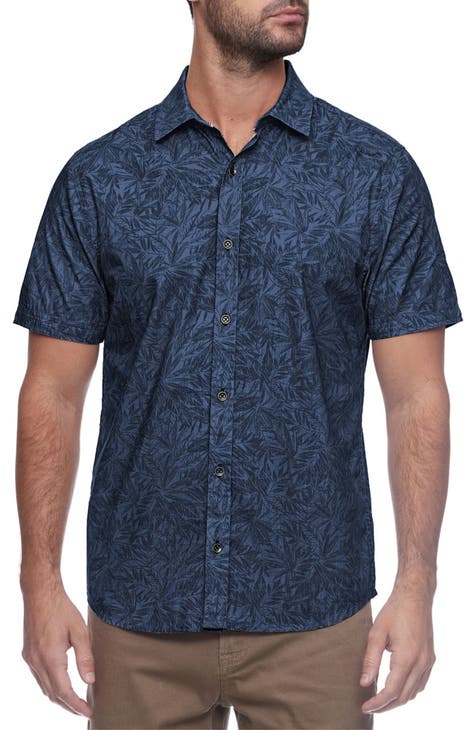 Leaf Print Short Sleeve Shirt