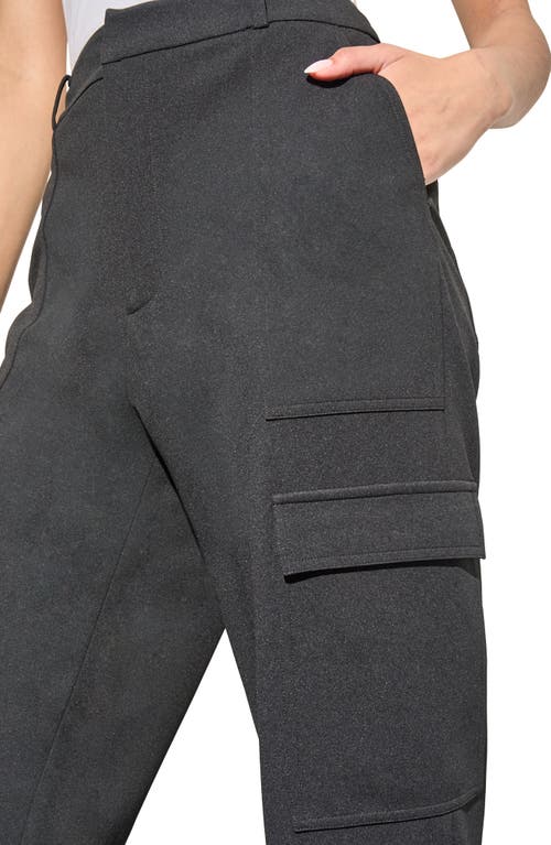 Shop Ming Wang Deco Crepe Cargo Pants In Black