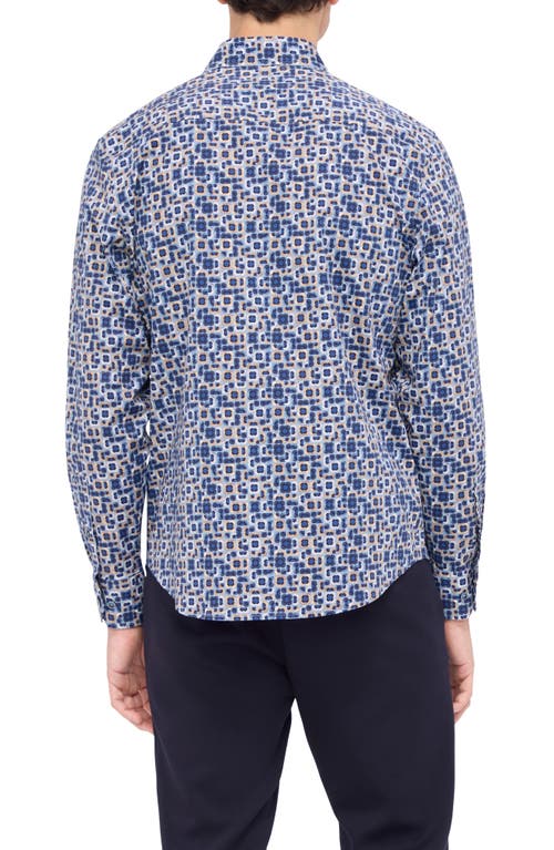 Shop Bugatchi Julian Shaped Fit Geo Print Stretch Button-up Shirt In Air Blue