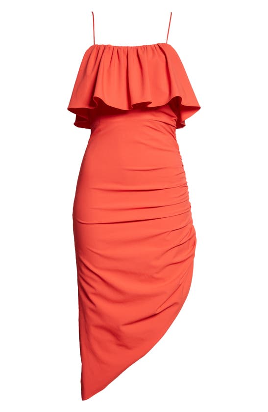 Cinq À Sept Christa Ruffle Asymmetric Dress In Maraschino Cherry