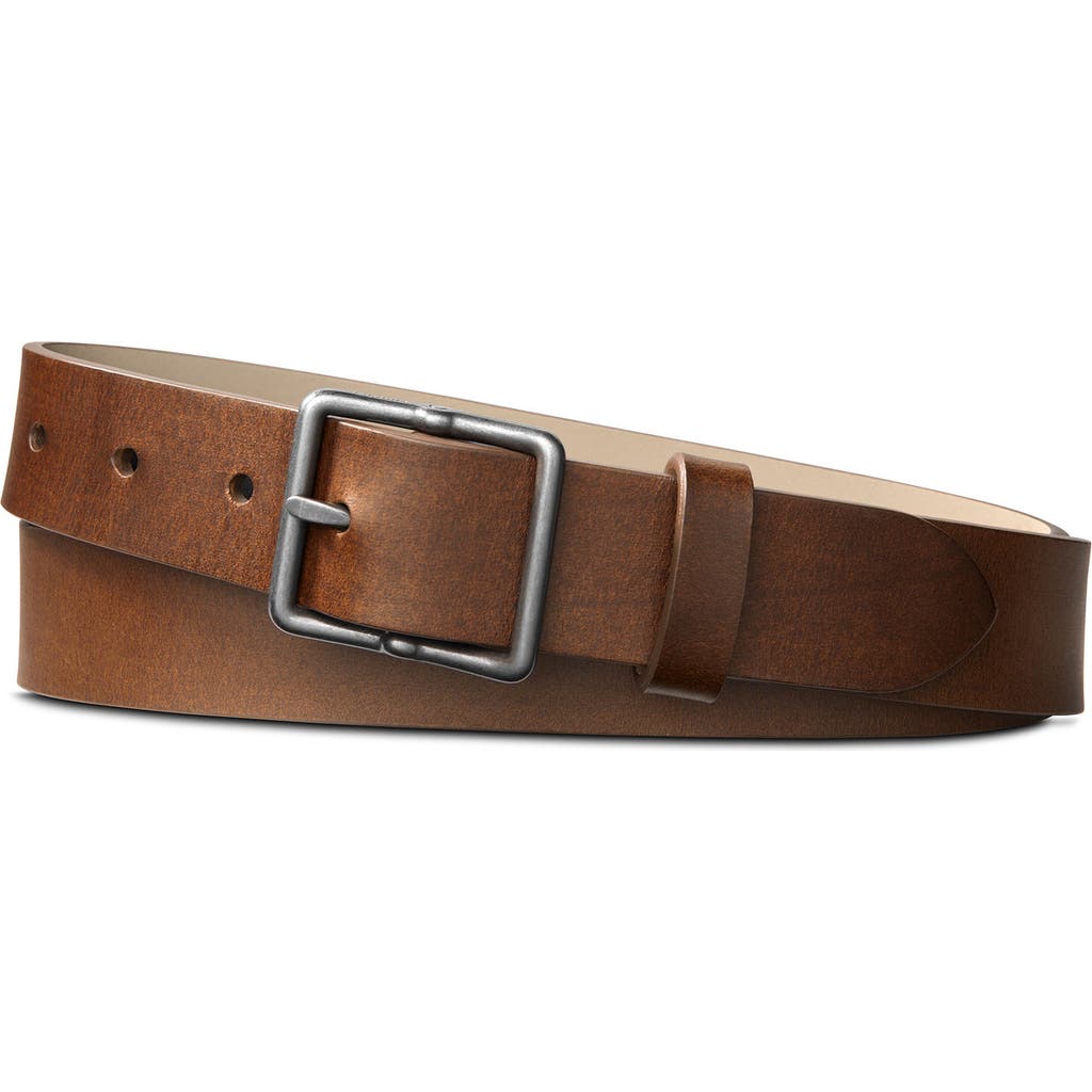 Shinola Center Bar Buckle Navigator Leather Belt In Med Brown