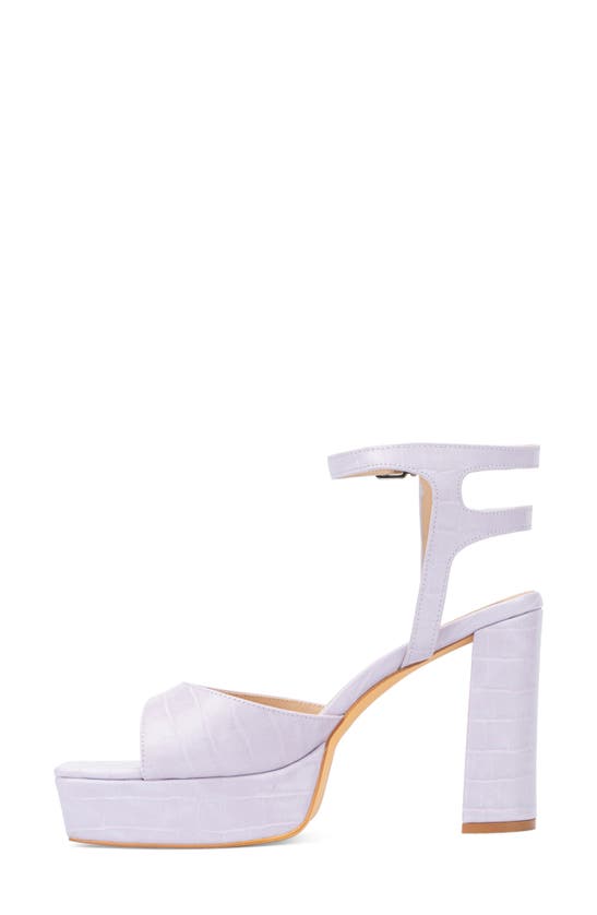 Fashion To Figure Hilari Croc Embossed Platform Heeled Sandal In Lavender