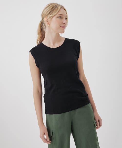 Pact Organic Featherweight Slub Muscle Tee In Black