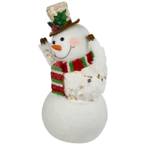 Northlight Smiling And Waving Snowman Christmas Figurine In White