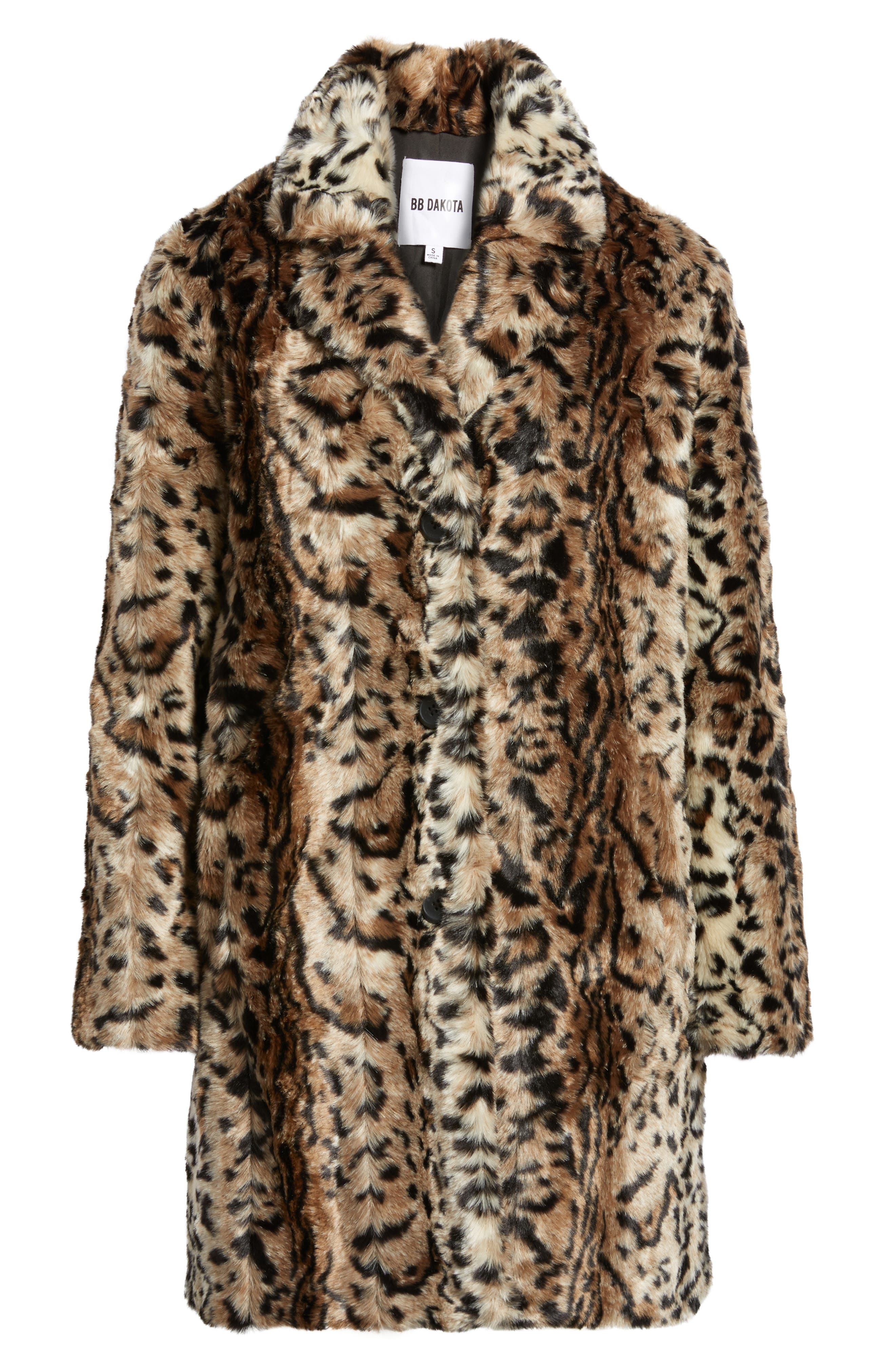 bb dakota bradshaw leopard faux fur coat