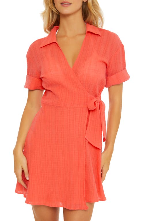 Becca Playa Cover-Up Wrap Dress in Grapefruit