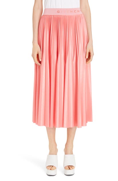 GIVENCHY LOGO WAIST PLEATED MIDI SKIRT,BW40CT30GL