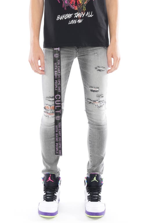 Cult of Individuality Punk Ripped Super Skinny Belted Jeans in Maeve