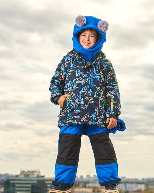 Shop Deux Par Deux Boy's Two Piece Snowsuit Royal Blue Printed Dinos In Princess Blue