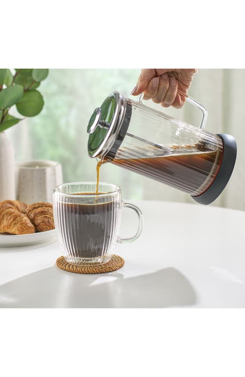 Joyjolt Set Of 4 Savor Fluted Double Wall Glass Mug In Clear