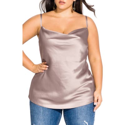 Plus Size City Chic Cowl Neck Camisole, Beige