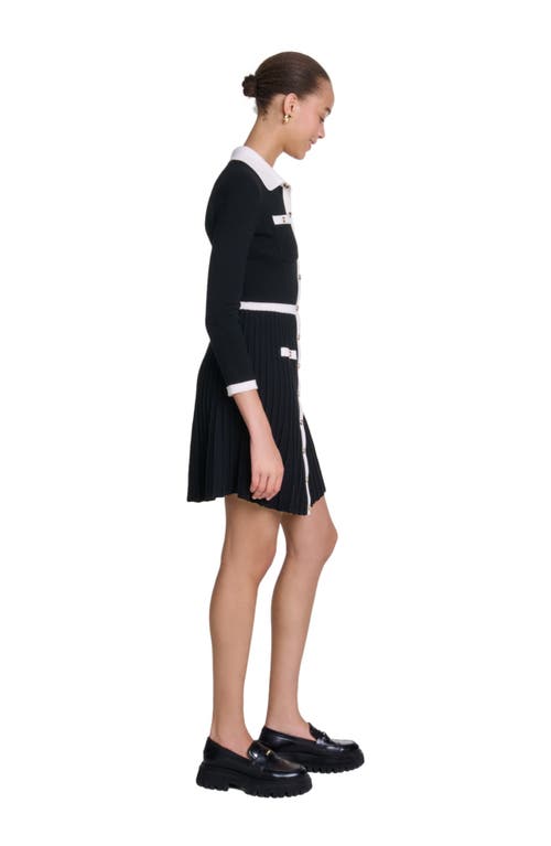 Shop Maje Short Knit Dress In Black/white