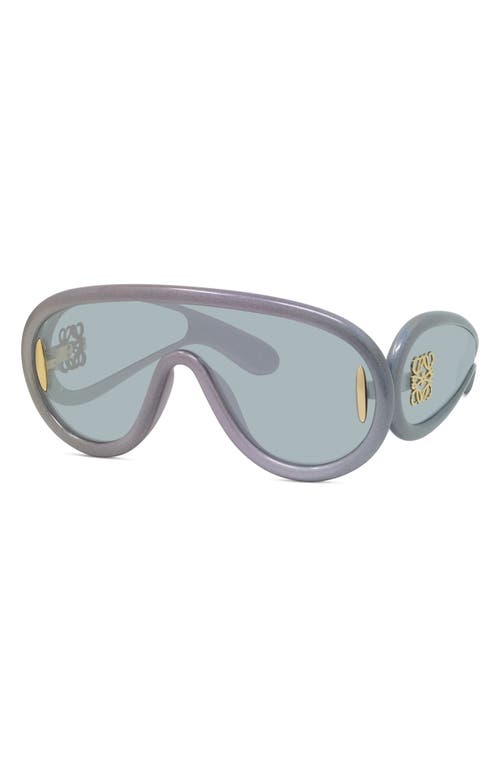 Shop Loewe X Paula's Ibiza Mask Sunglasses In Black/other/blue Mirror