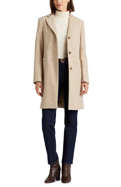 Shop Lauren Ralph Lauren Reefer Wool Blend Coat In Cream/beige