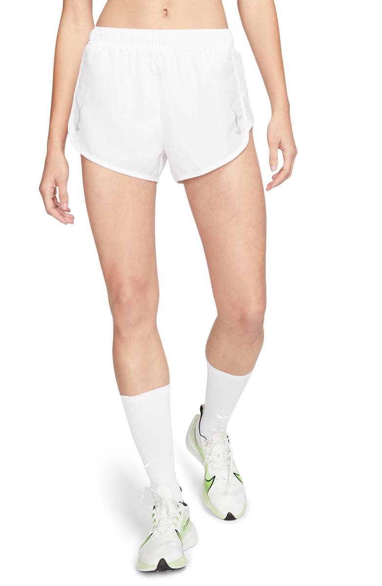 NIKE Tempo High Cut Running Shorts, Main, color, WHITE/ REFLECTIVE SILVER
